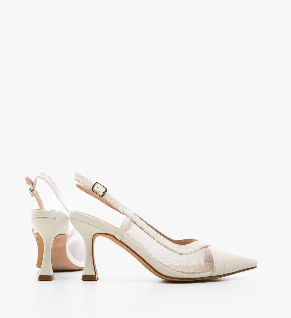 Pantofi Stiletto Merryen Albi Eleganți - imagine 3