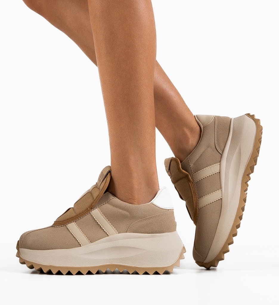 Sneakers Dama Yeasy Bej - Confort și Stil - imagine 3