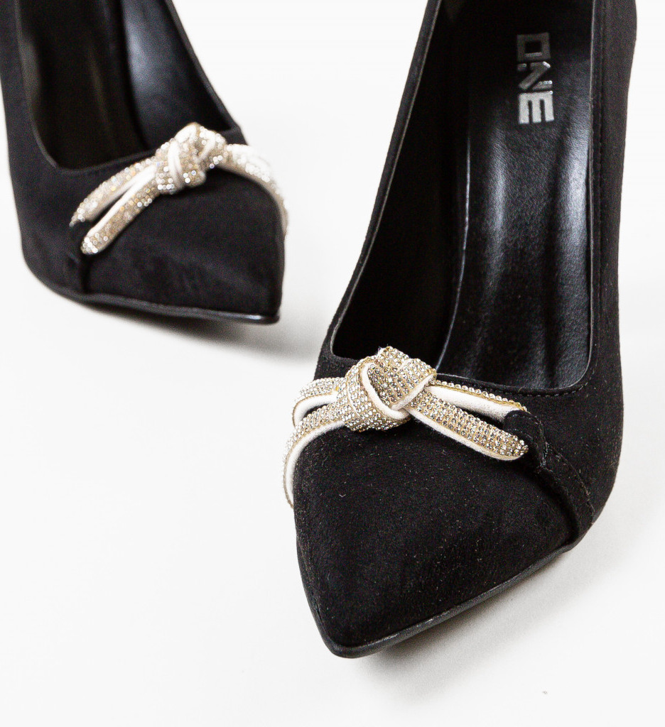 Pantofi dama Birline Negri eleganți cu toc - imagine 6