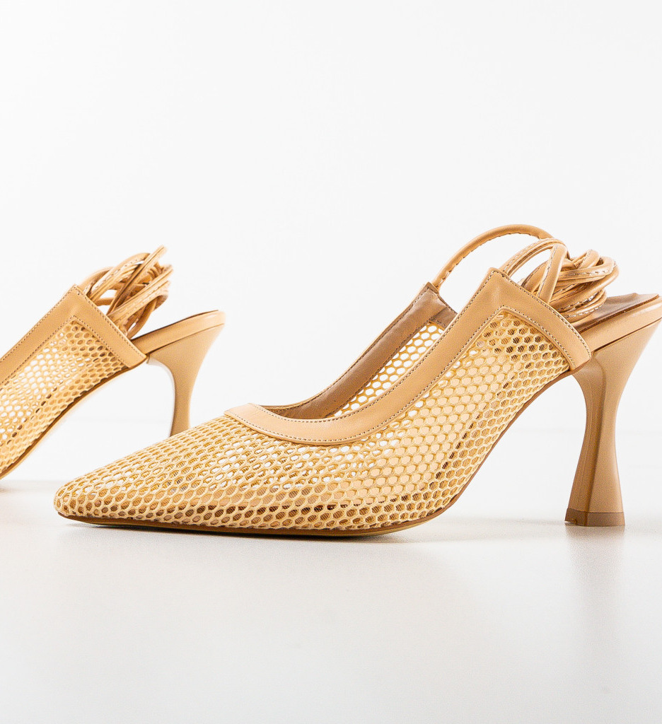 Pantofi Dama cu Toc Carey Bej Eleganți - imagine 6