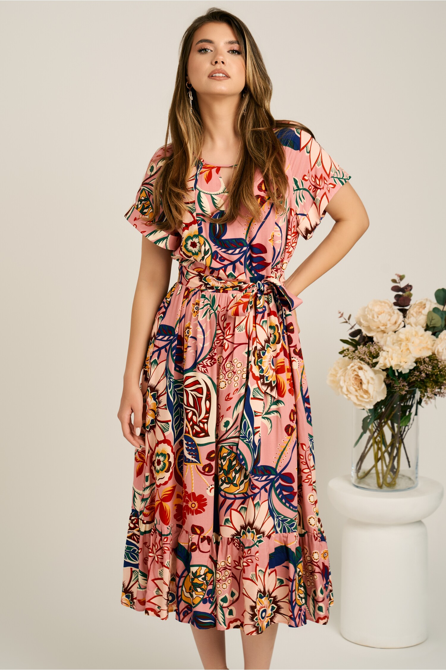 Rochie Midi Viscoza cu Imprimeu | Stil Unic