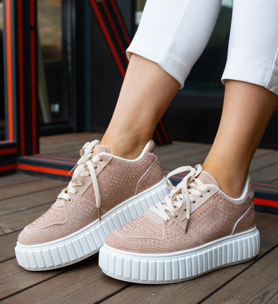 Sneakers Dama Nirat Khaki Sport Confortabili - imagine 4