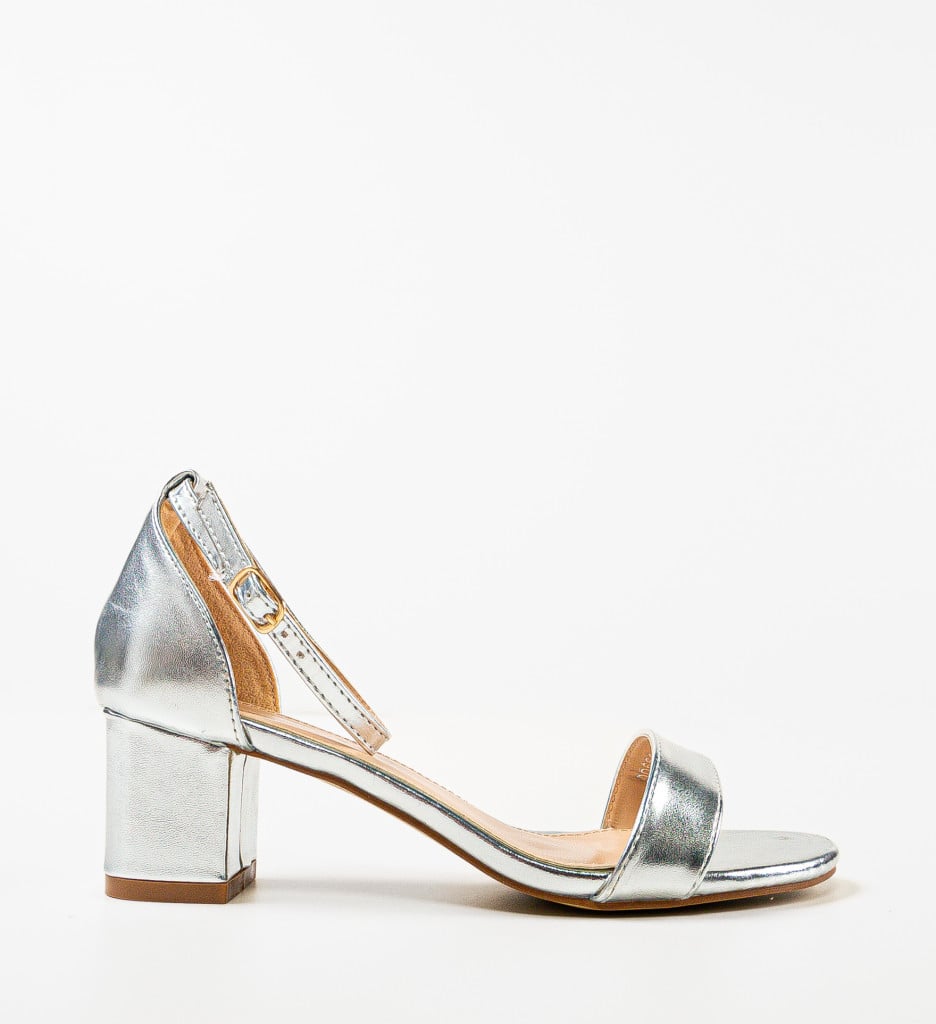 Sandale Opazy Argintii cu Toc Elegant - imagine 5