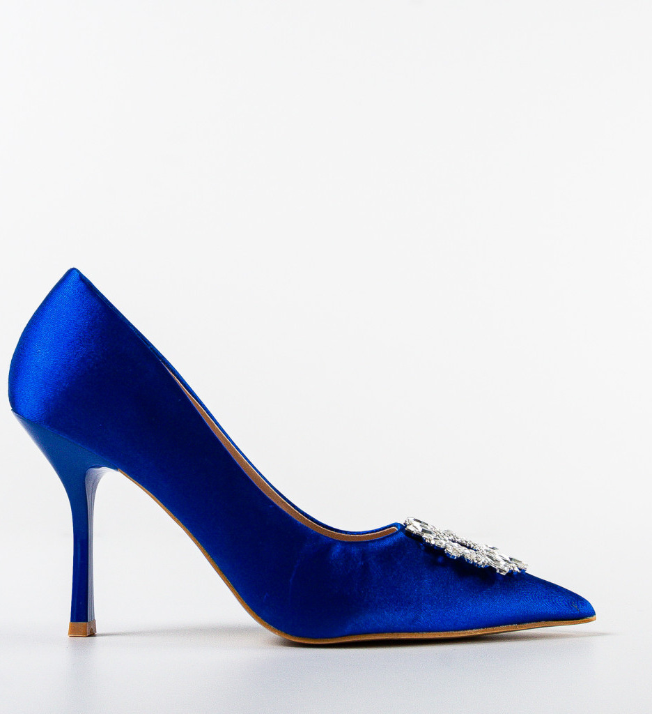 Pantofi Amayah Albastri cu Toc Eleganți - imagine 4