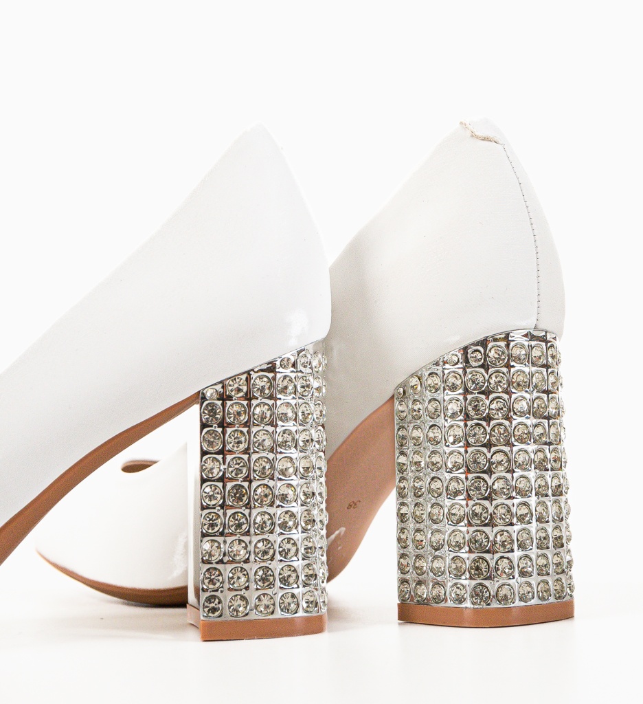 Pantofi Dama Vodal Albi Eleganți cu Toc - imagine 7