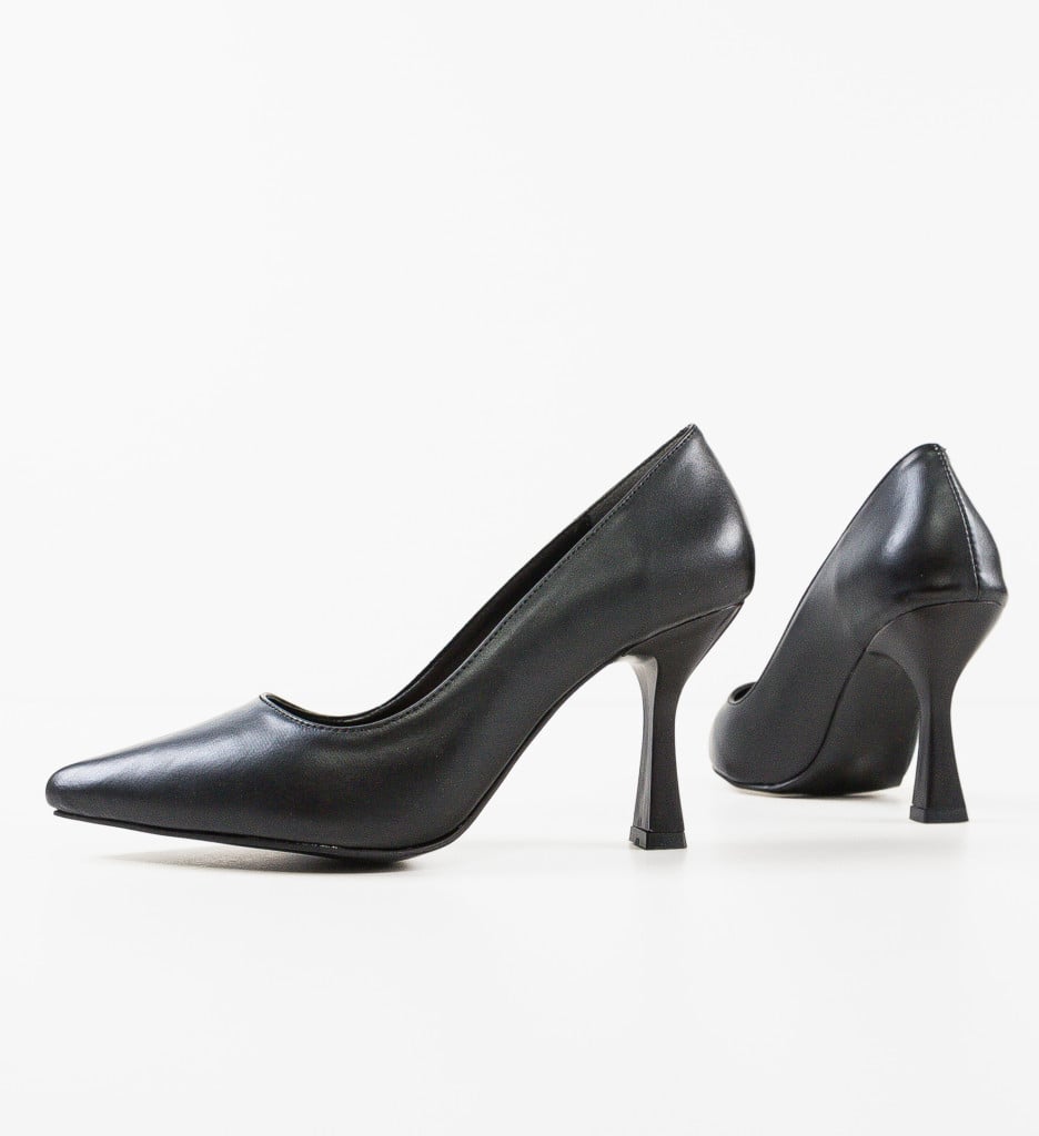 Pantofi Piele Negri cu Toc - Eleganți - imagine 14