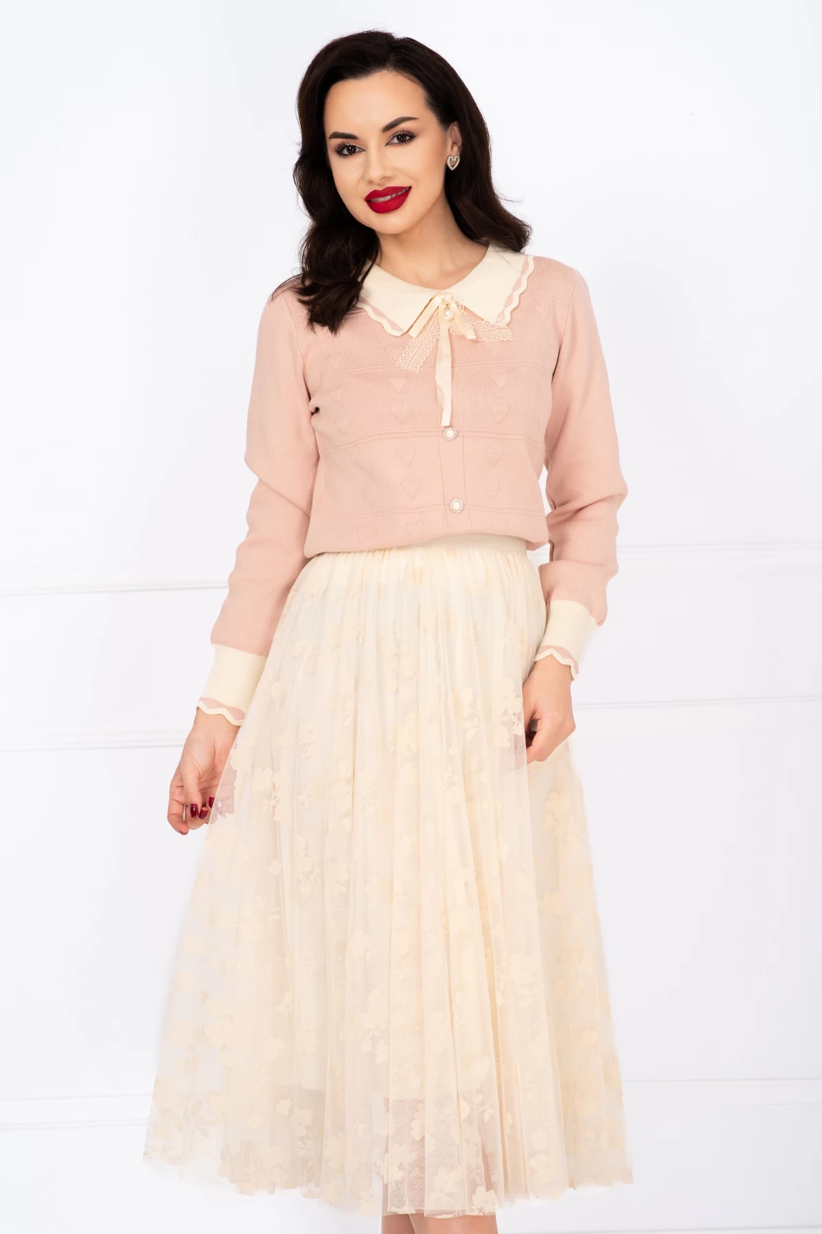 Pulover Roz Lotus cu Inimioare | Inpuff Basic