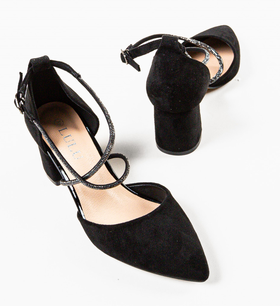 Pantofi Doraj Negri Eleganți cu Toc - imagine 5