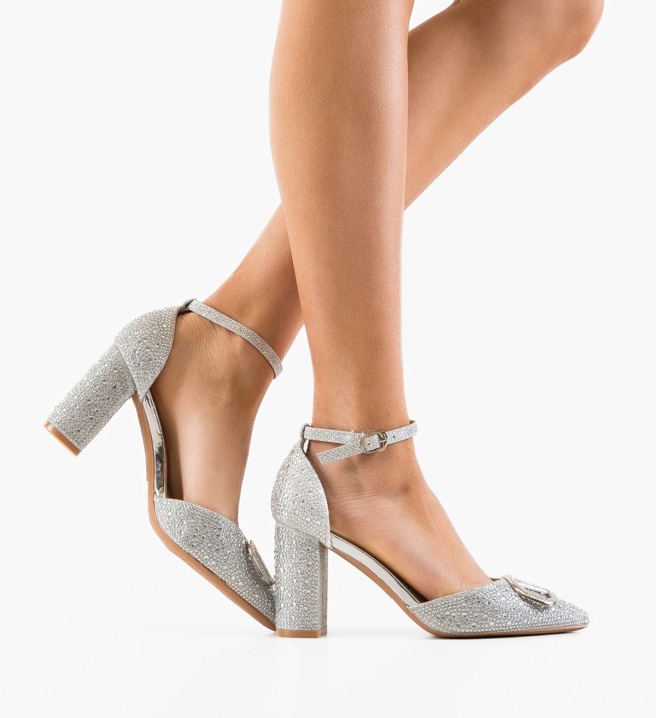 Pantofi cu Toc Argintii Ayers - Eleganță Absolută