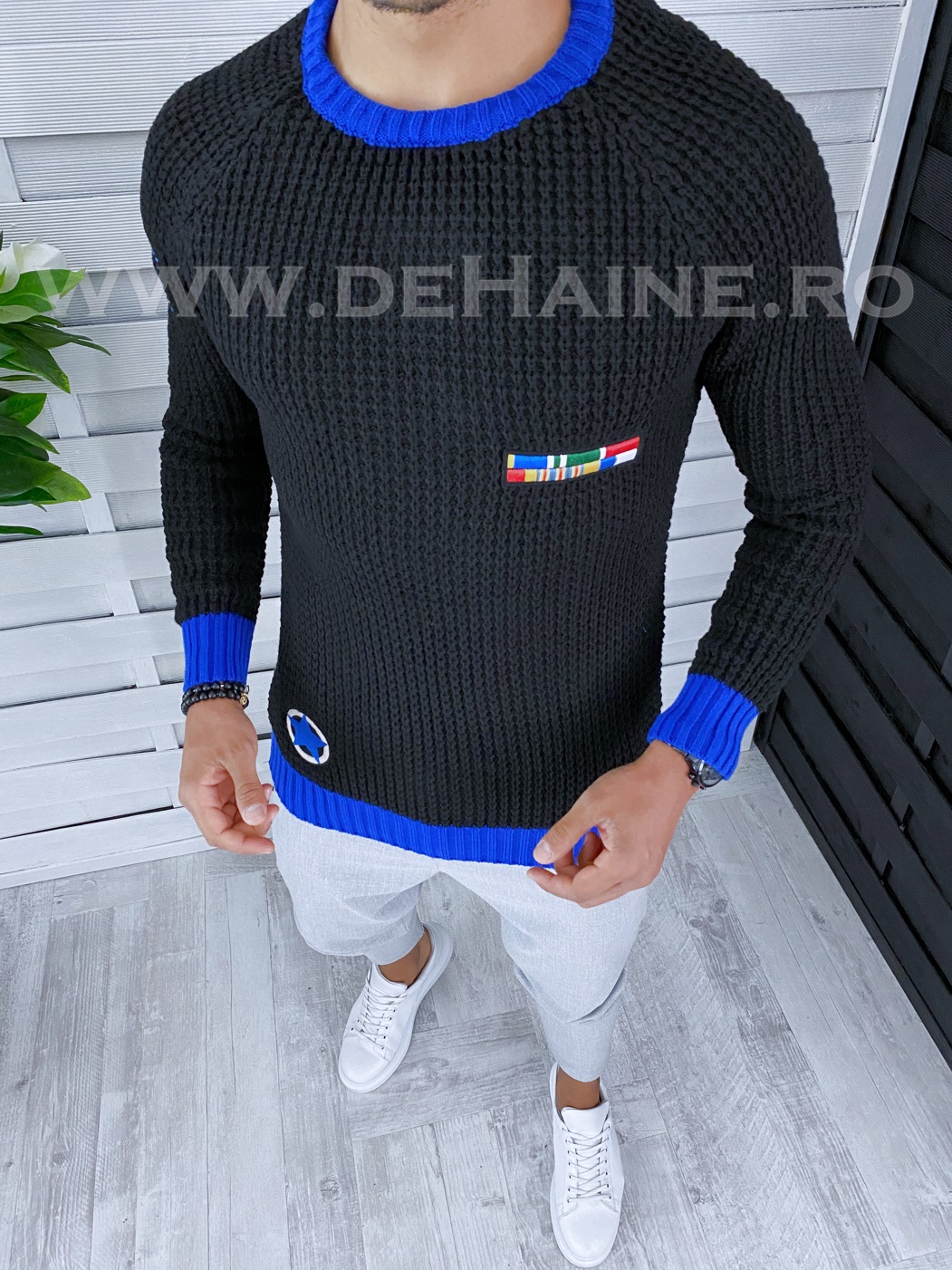 Pulover Barbati Negru Slim Fit Elegant
