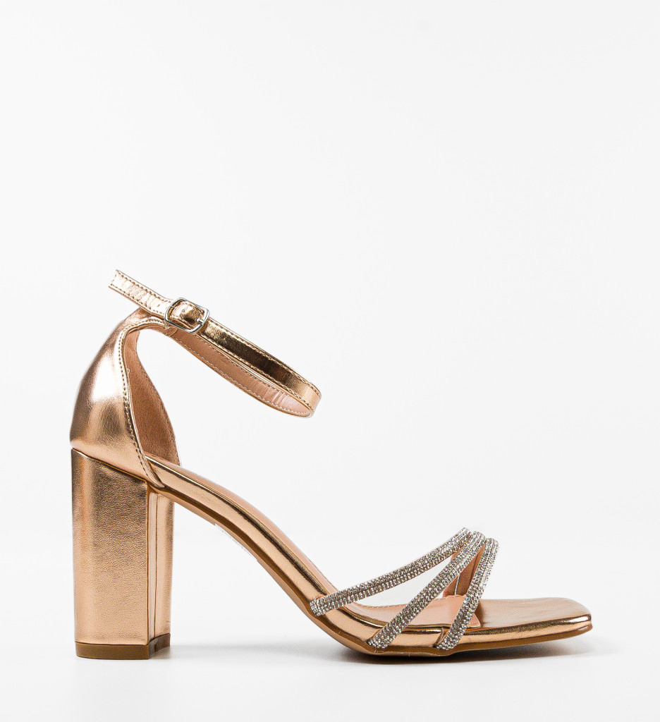 Sandale cu Toc Chikere Aurii | Eleganță - imagine 4
