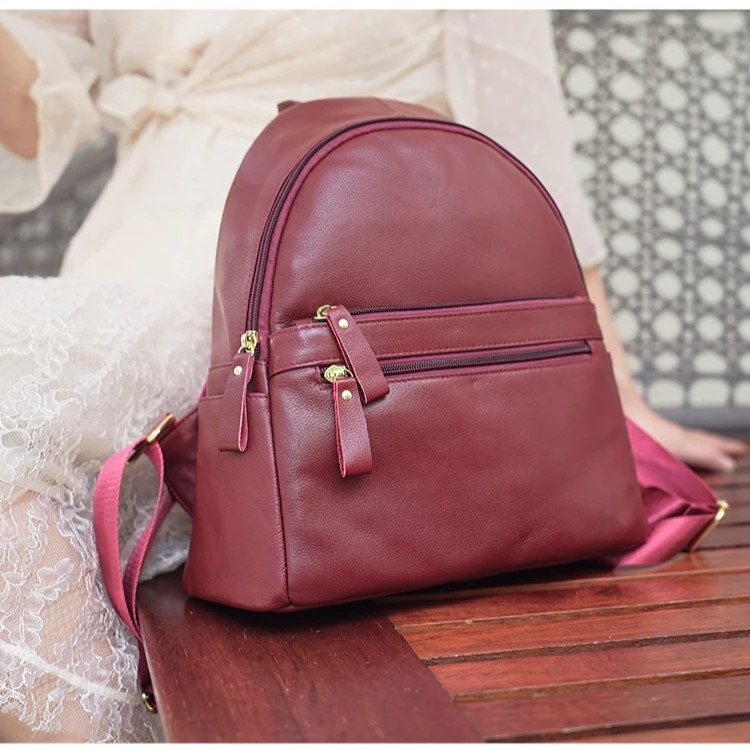 Rucsac Dama Delis Bordo Piele Naturala - imagine 3
