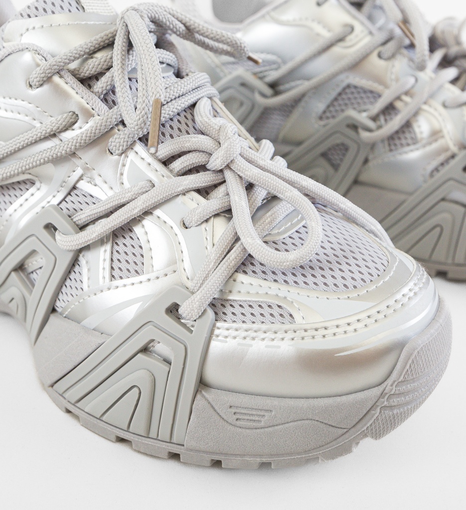 Sneakers Dama Joao Argintii | Stil Urban - imagine 3