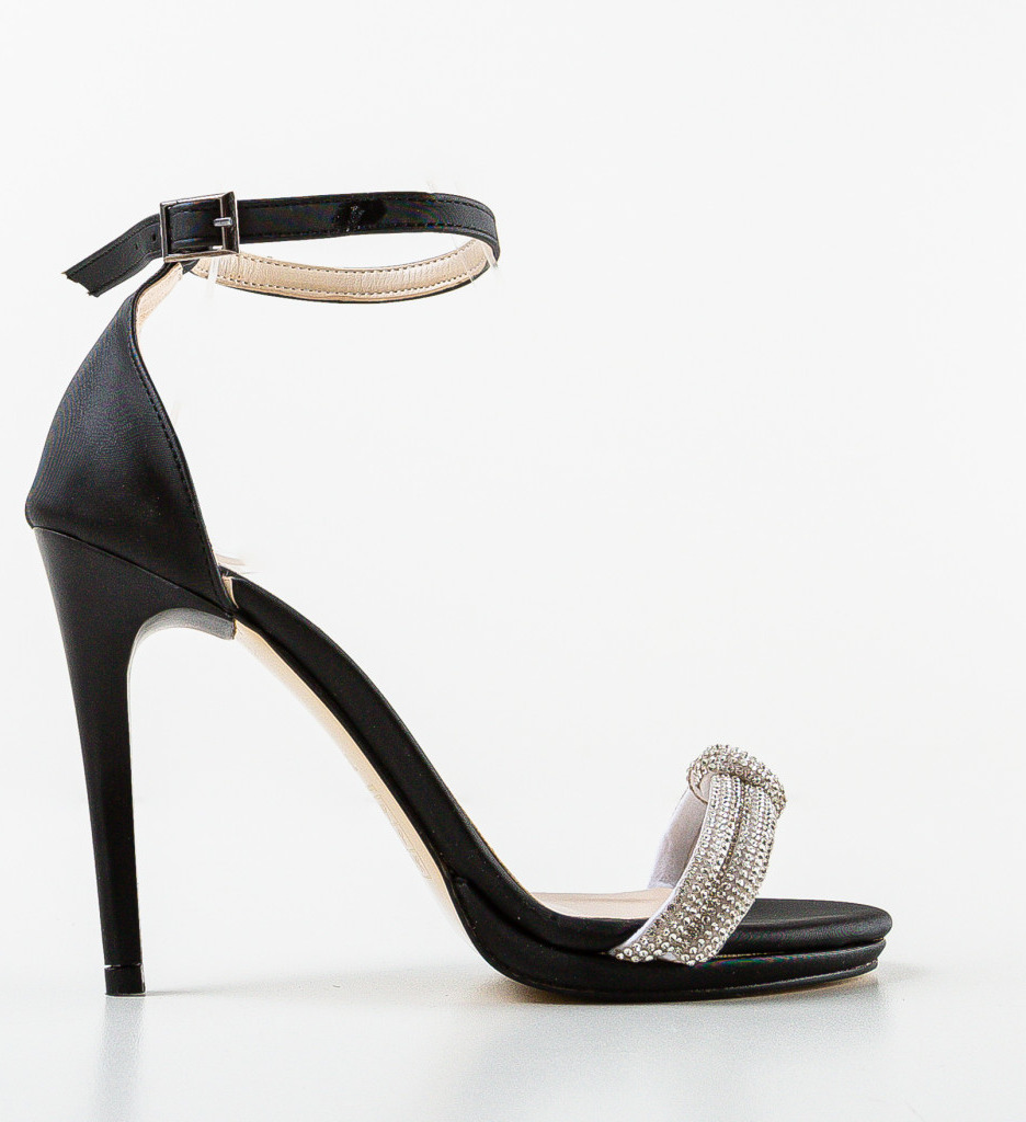 Sandale Nishio Negre cu Toc Elegante - imagine 4