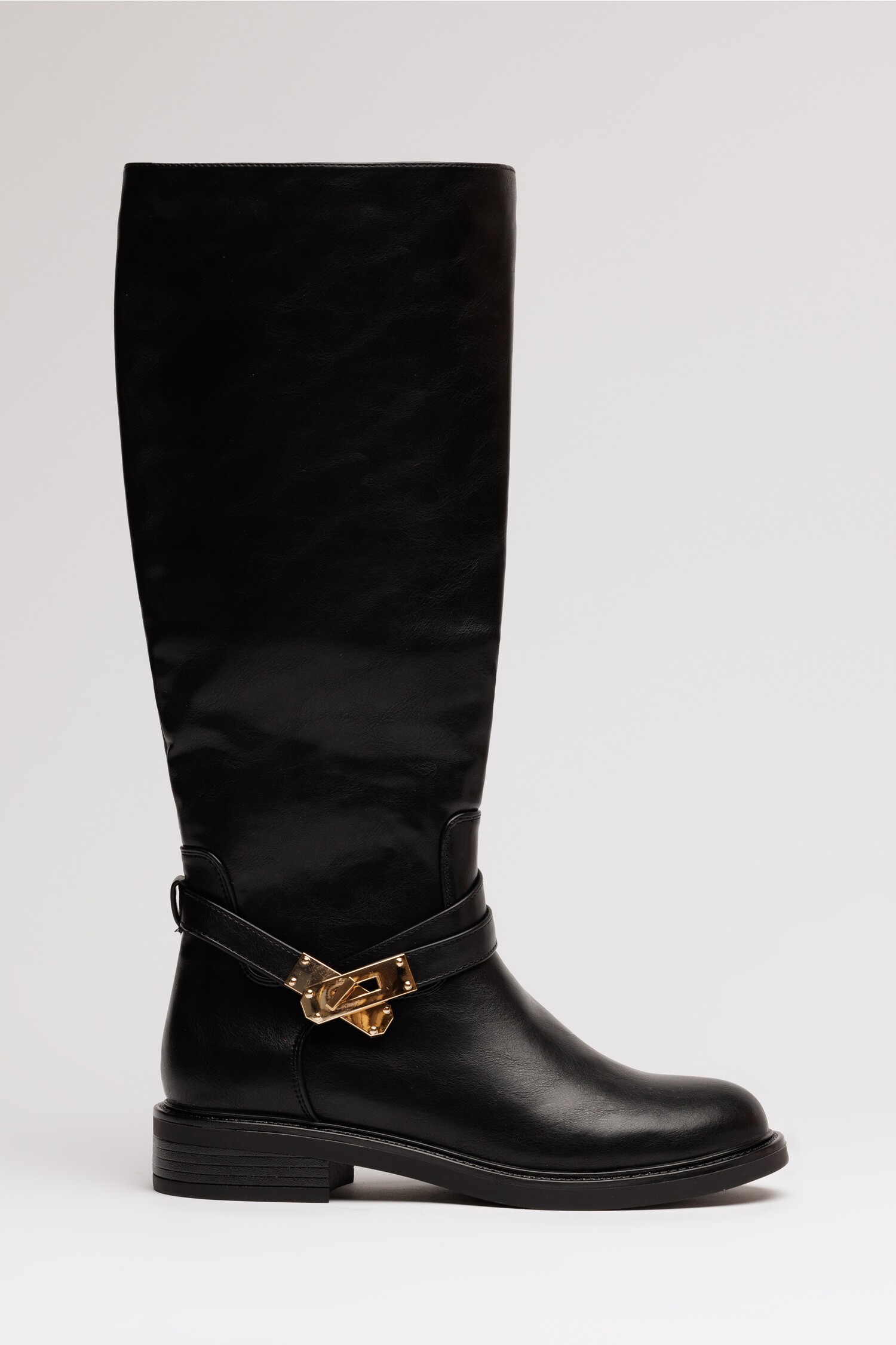 Cizme negre dama cu catarama aurie - Design modern