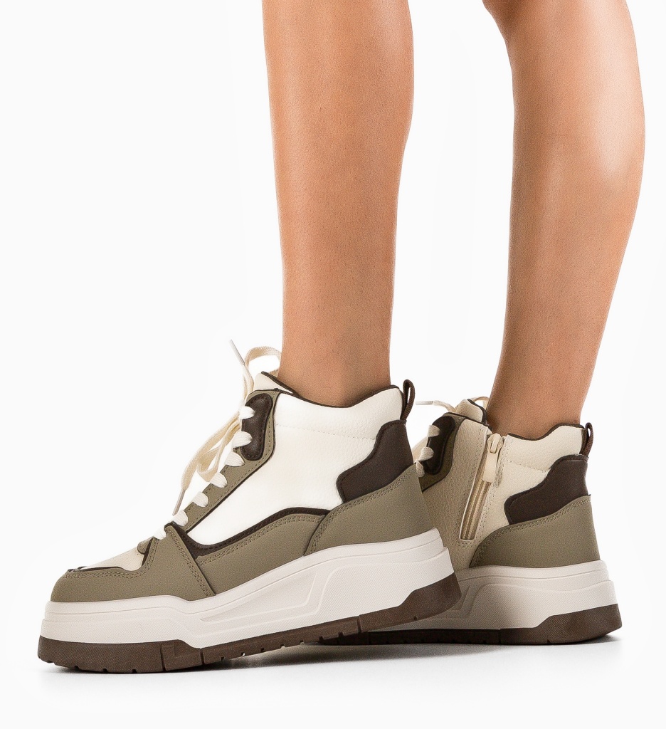 Sneakersi Okayta Khaki Dama - Confort & Stil - imagine 3