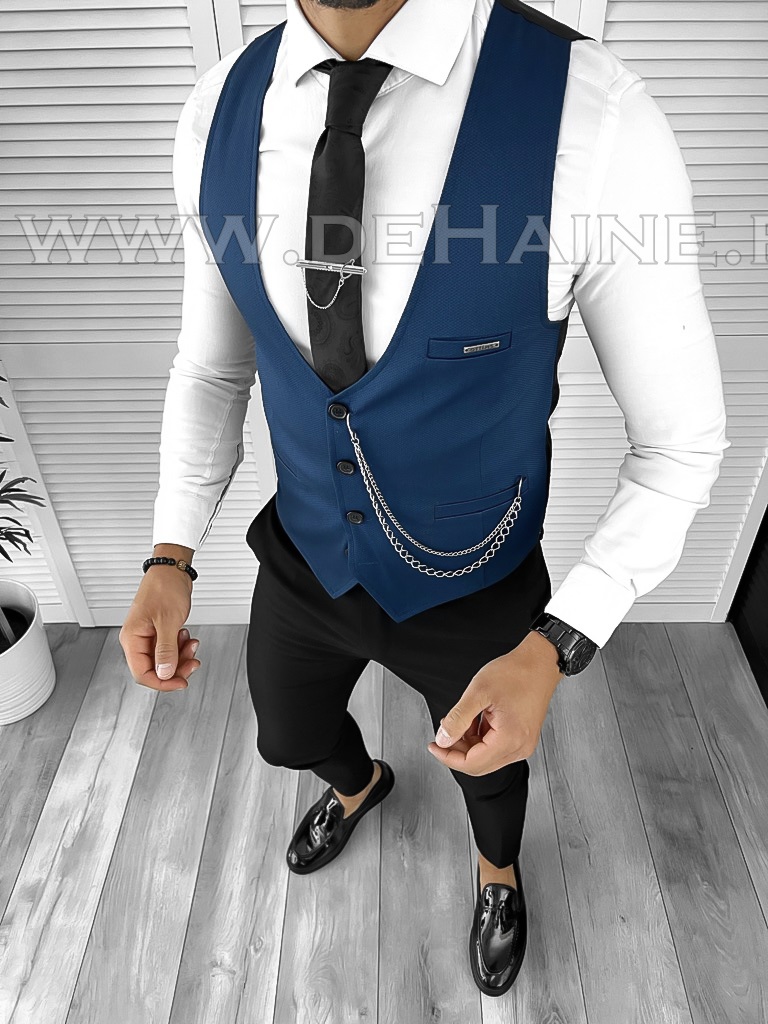 Vesta Barbati Eleganta Slim Fit Bleumarin