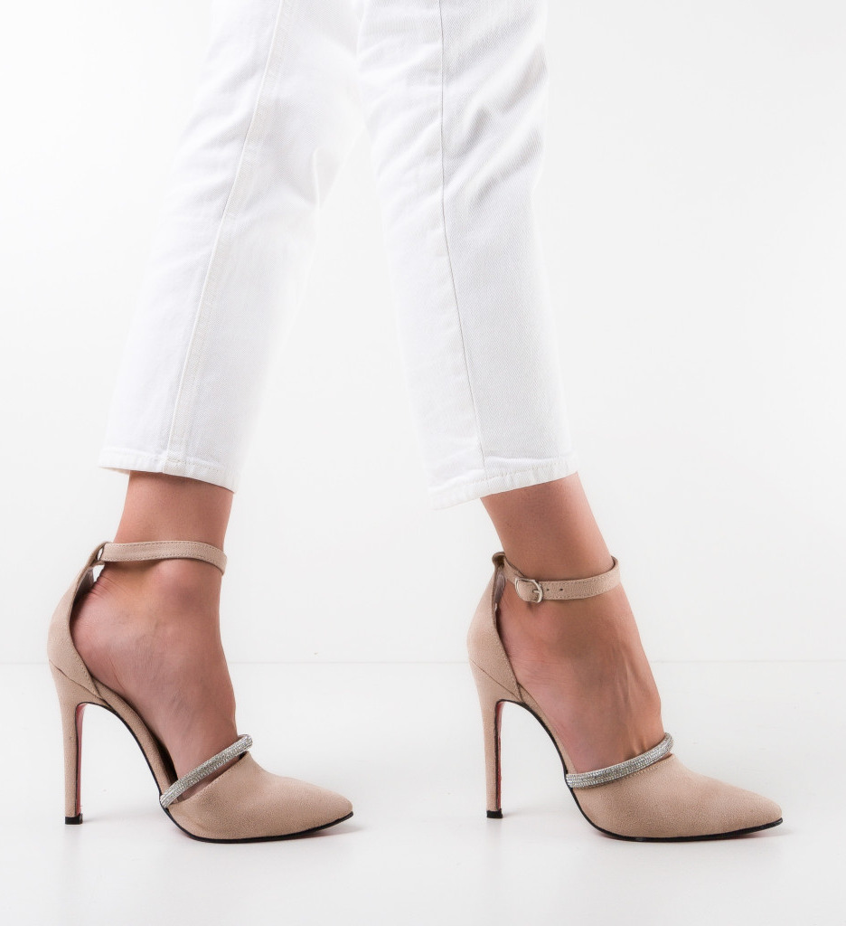 Pantofi dama Silentio Bej cu Toc Comfort