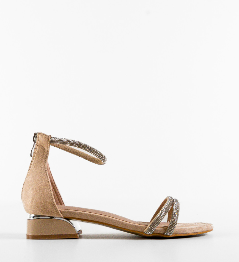 Sandale Gamma Bej cu Toc Elegante - imagine 2