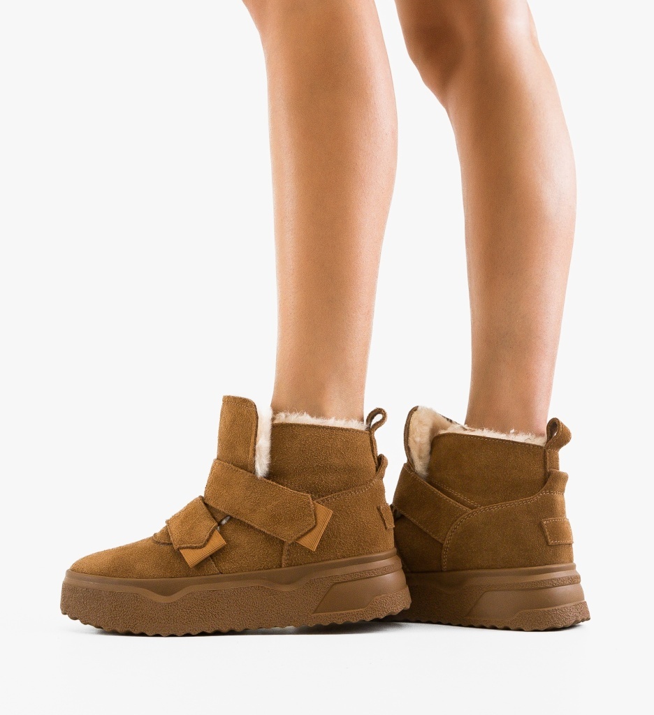 Ghete Dama Patreg Camel - Eleganță și Stil - imagine 4