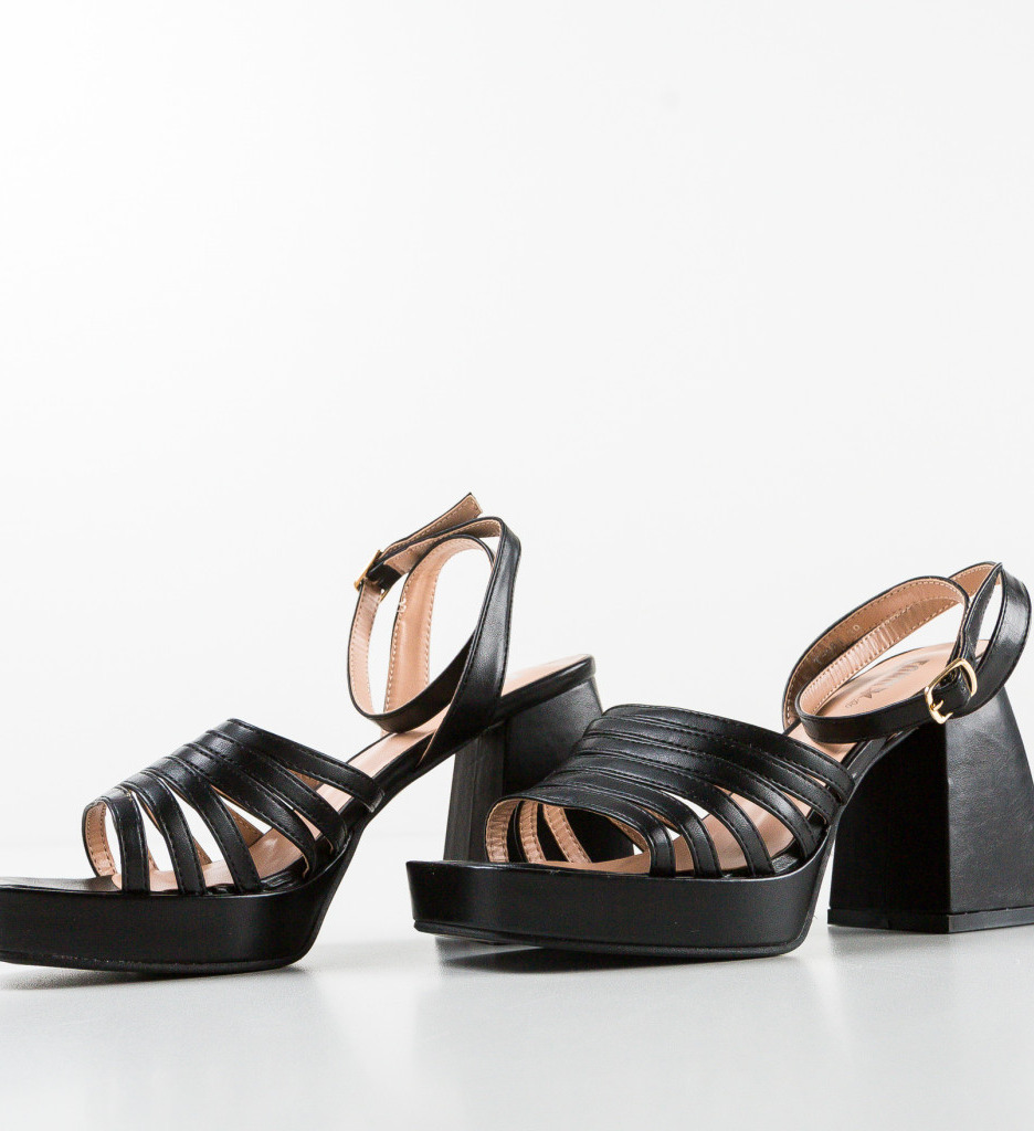 Sandale Tago Negre cu Toc Elegante - imagine 4