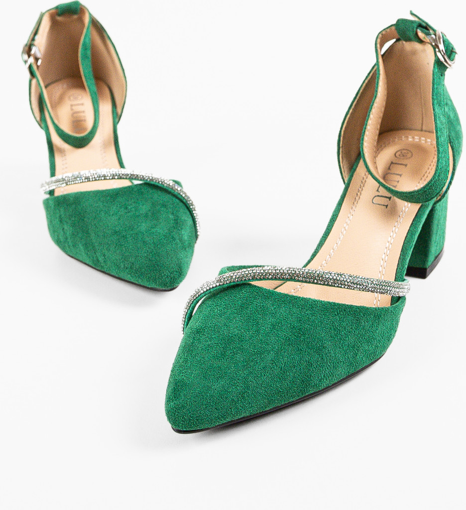 Pantofi Pamela Verzi cu Toc Elegant - imagine 6