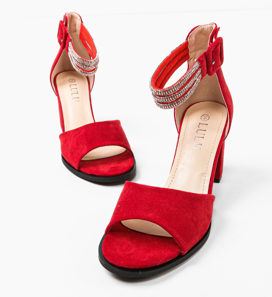 Sandale Dama Bosnian Rosii cu Toc Elegant - imagine 5