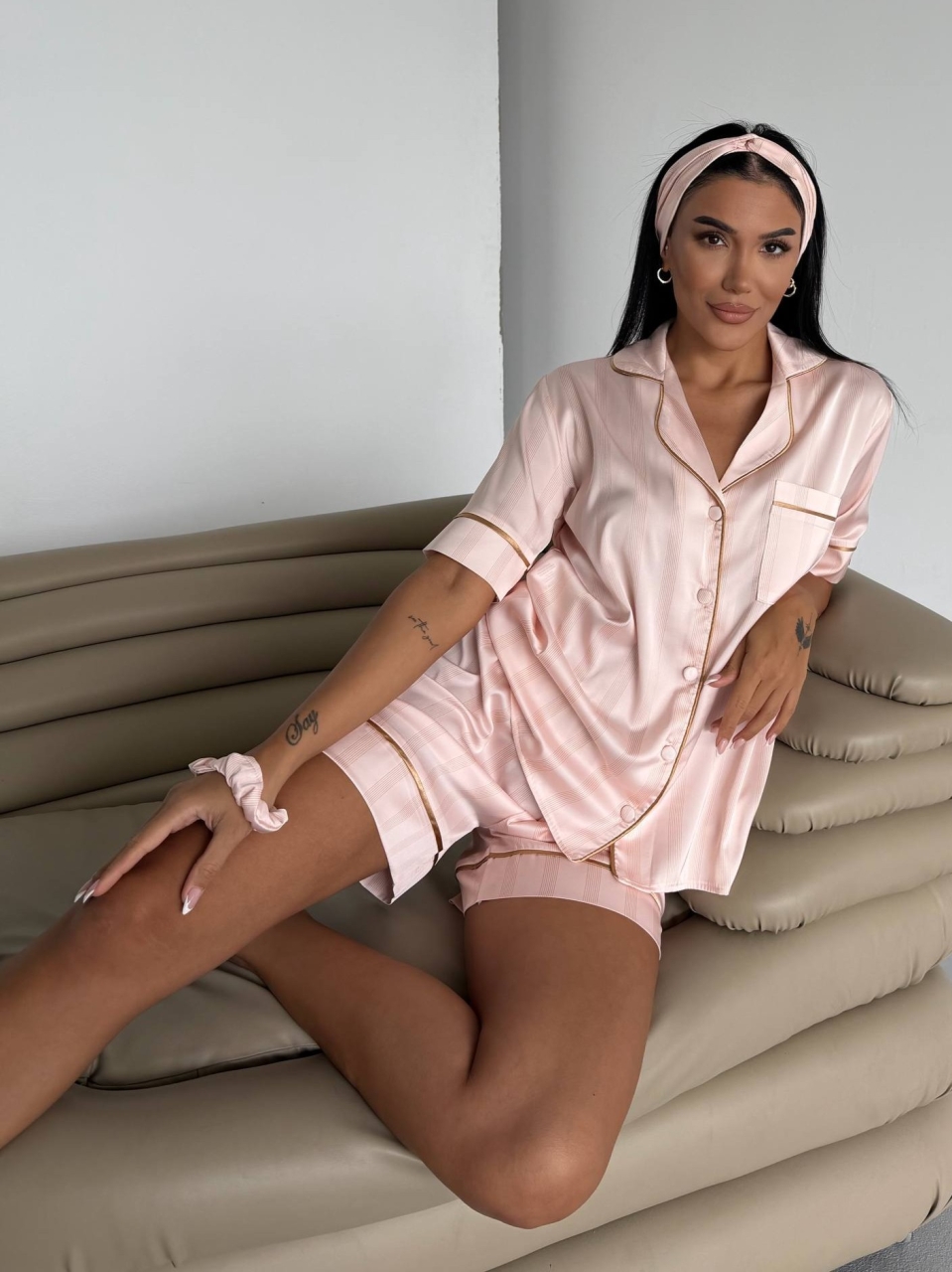 Set Pijama Dama 2 Piese Satinat Delis - imagine 3