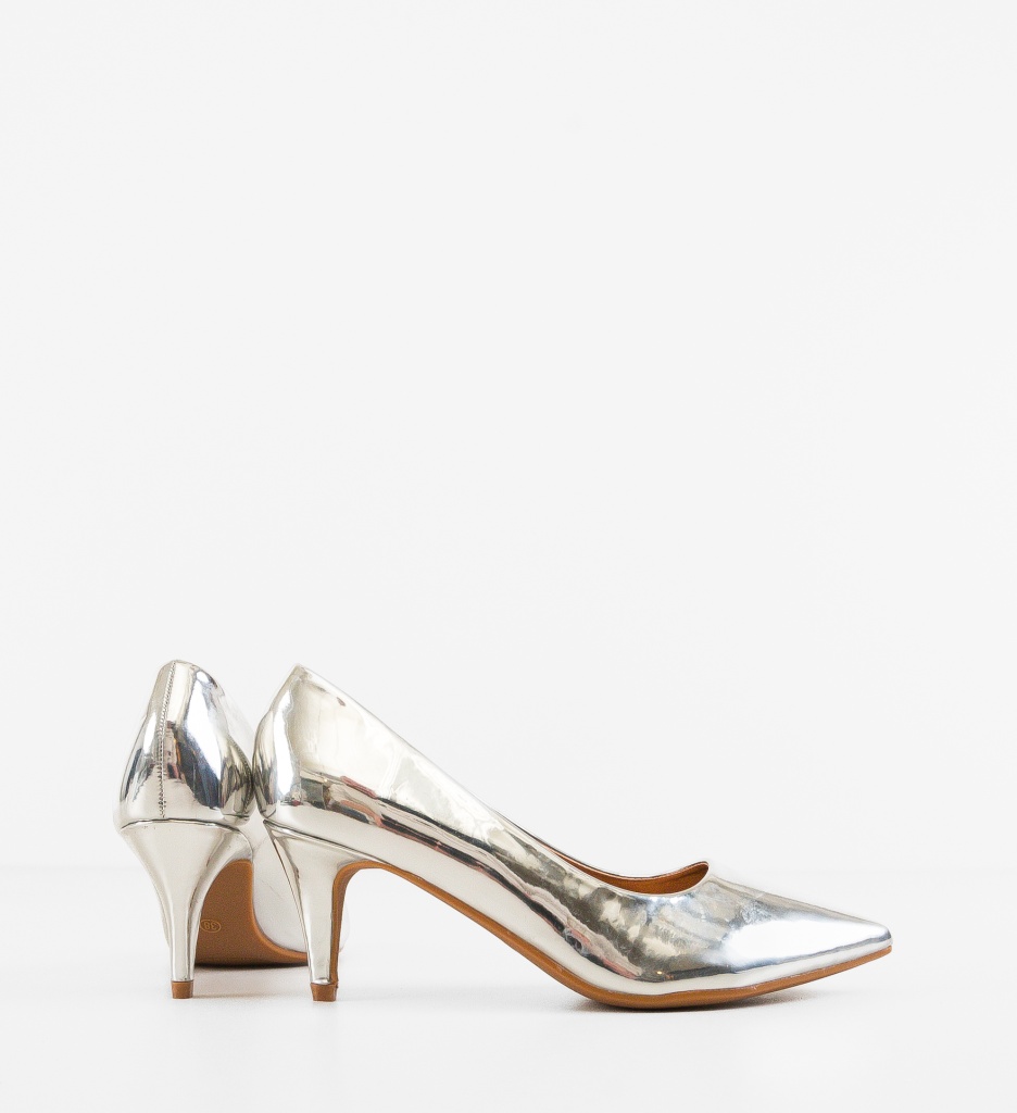Pantofi Stiletto Fiona Argintii - Eleganță și Stil - imagine 3