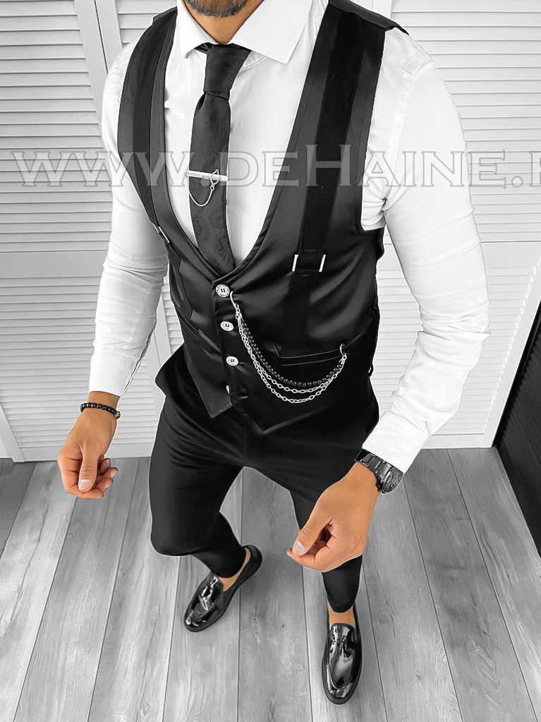 Vesta Barbati Eleganta Slim Fit Neagra | Bumbac Premium