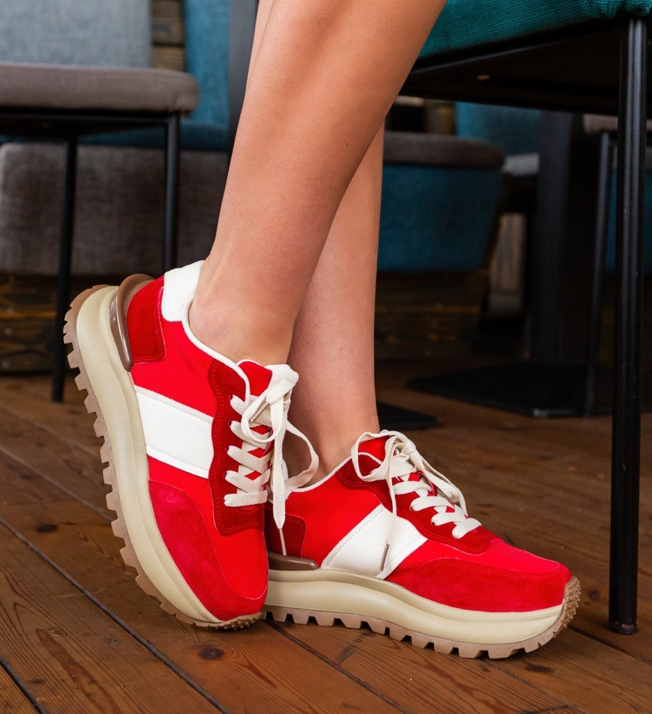 Sneakers Dama Contares Rosii | Sport & Stil - imagine 3