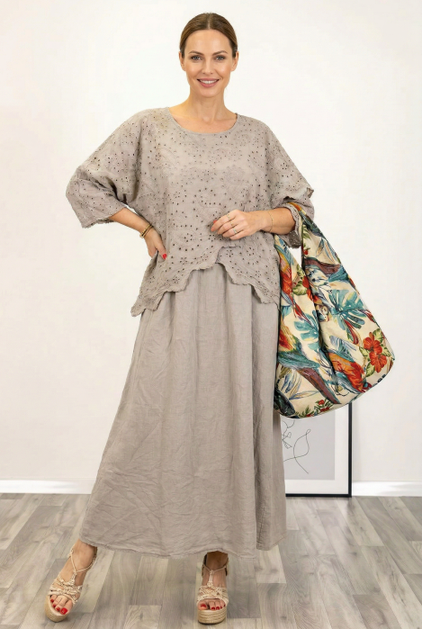 Rochie Bumbac Boem Bej | Shopika