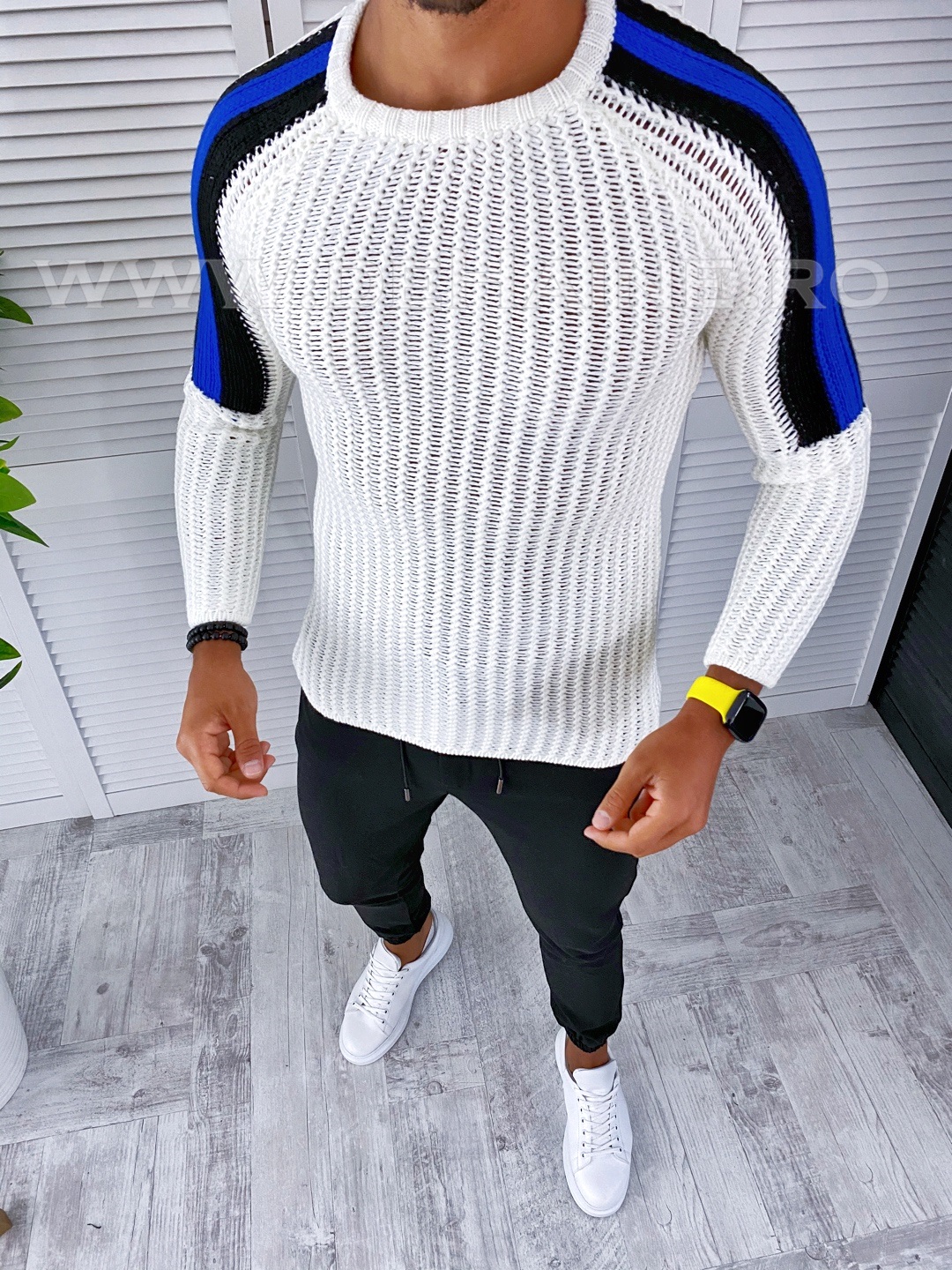 Pulover Barbati Alb Slim Fit | deHaine.ro