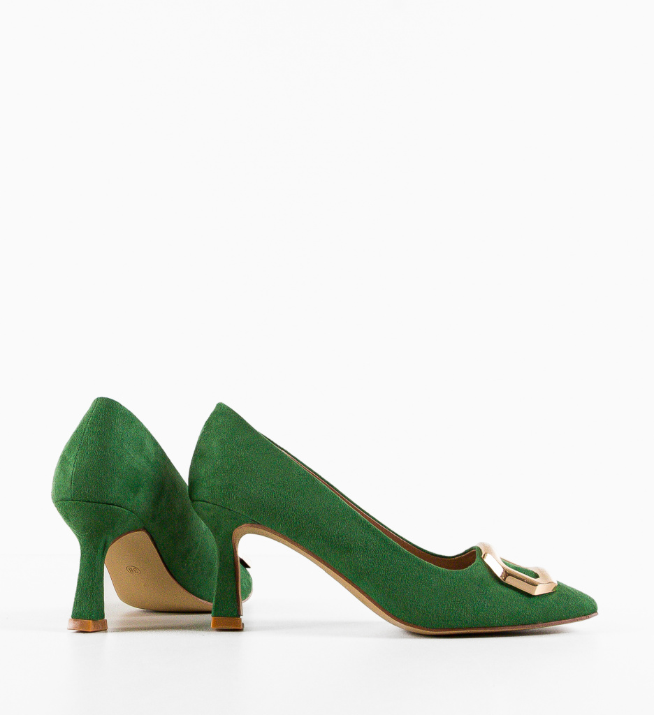 Pantofi Lesedi Verzi Eleganți cu Toc - imagine 4