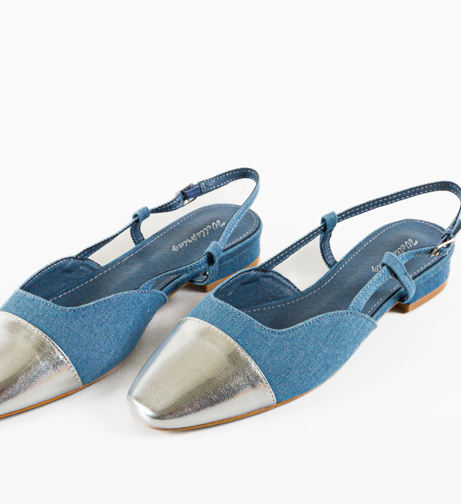 Pantofi Karuna Albastri Eleganți cu Toc - imagine 5
