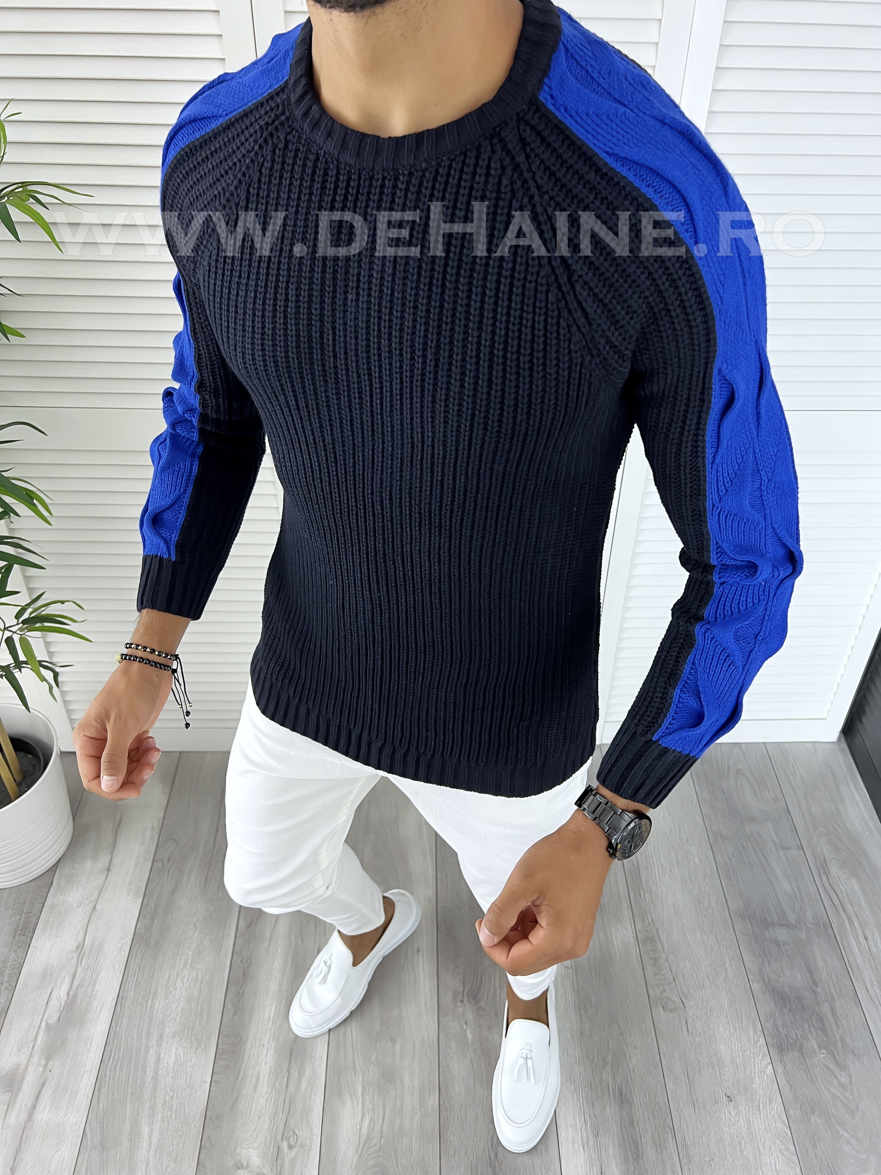 Pulover Barbati Slim Fit Bleumarin Elegant