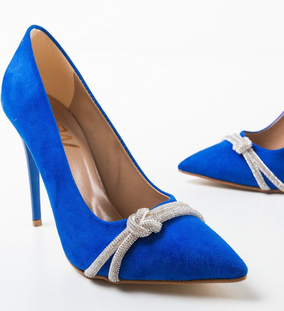Pantofi Casette Albastre | Toc Stabil Elegant - imagine 8