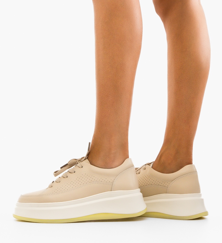Sneakers Dama Ronda Bej | Confort și Stil - imagine 3