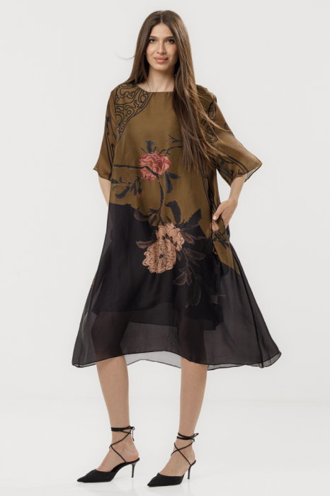 Rochie Satinata Shopika | Imprimeu Floral Elegant