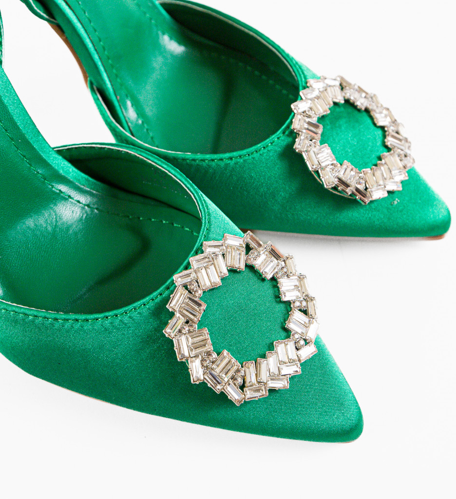Pantofi Heilwig Verzi cu Toc Eleganți - imagine 6
