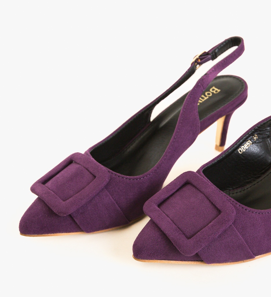 Pantofi Luleo Mov cu Toc Eleganți - imagine 7