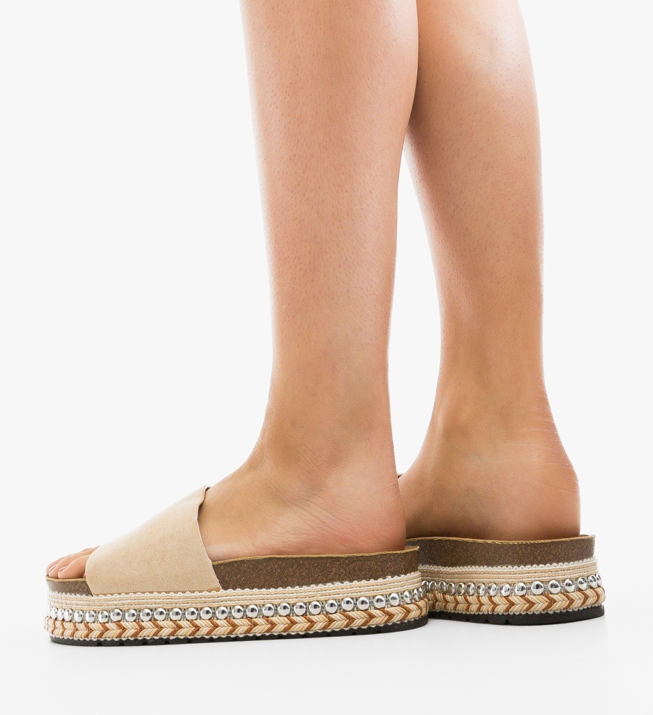 Papuci Dama Patyna Bej - Confort & Stil Casual - imagine 3