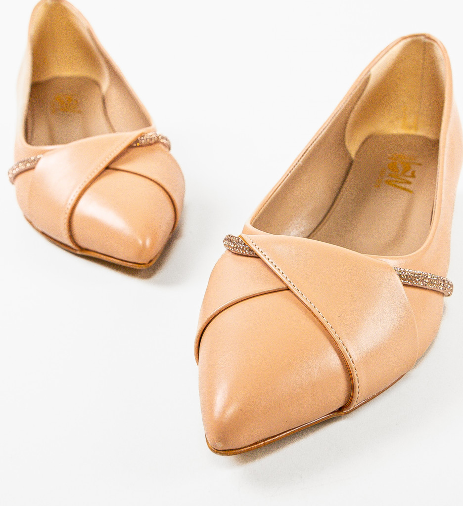 Pantofi Barysan Nude Eleganți cu Toc - imagine 4