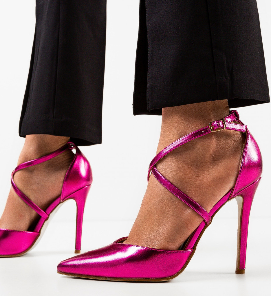 Pantofi Toc Arpat Fuchsia - Eleganță și Stil - imagine 3