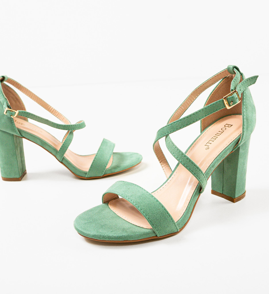 Sandale Tranta Verzi cu Toc Elegant - imagine 5