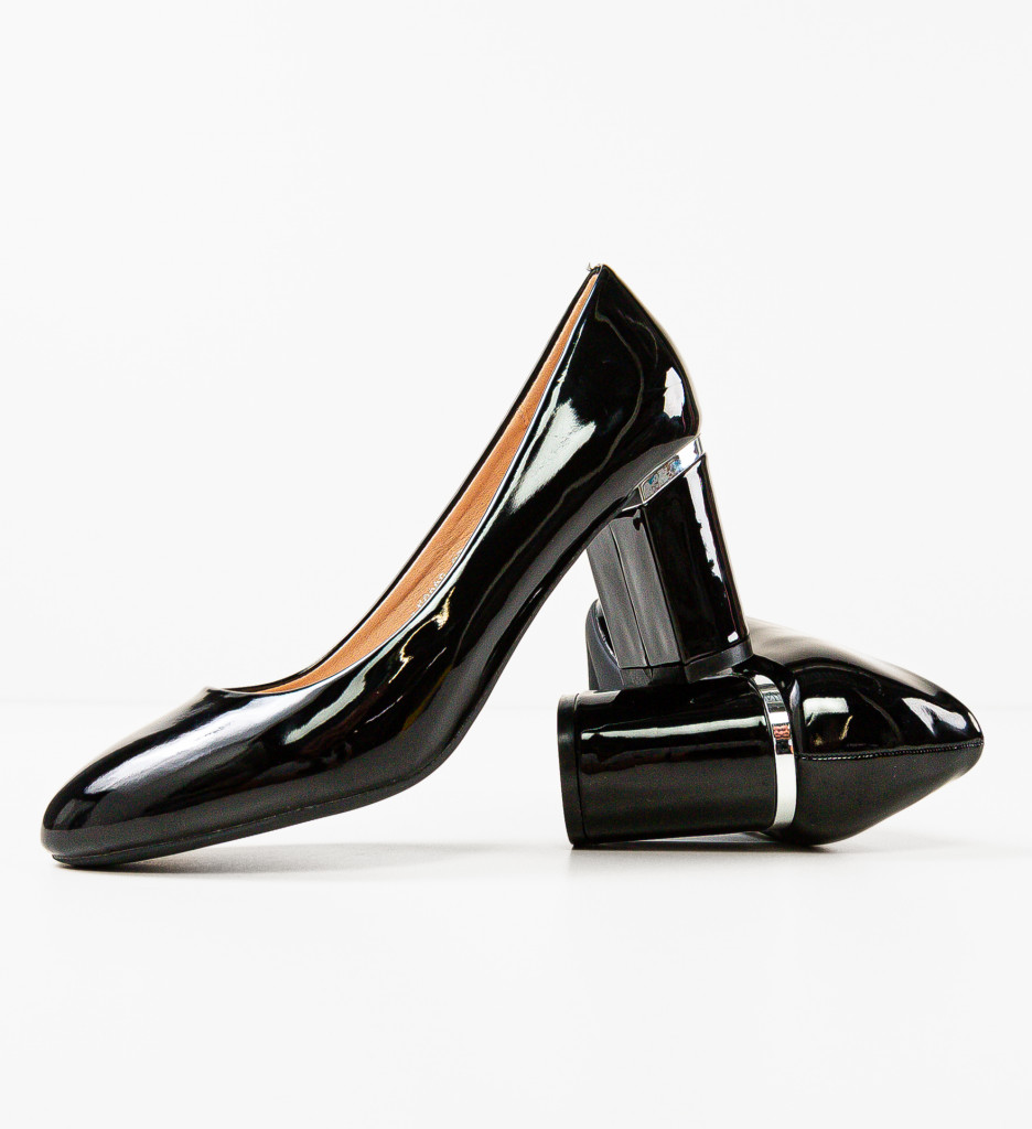 Pantofi Dama Ryouta Negri cu Toc Eleganți - imagine 5