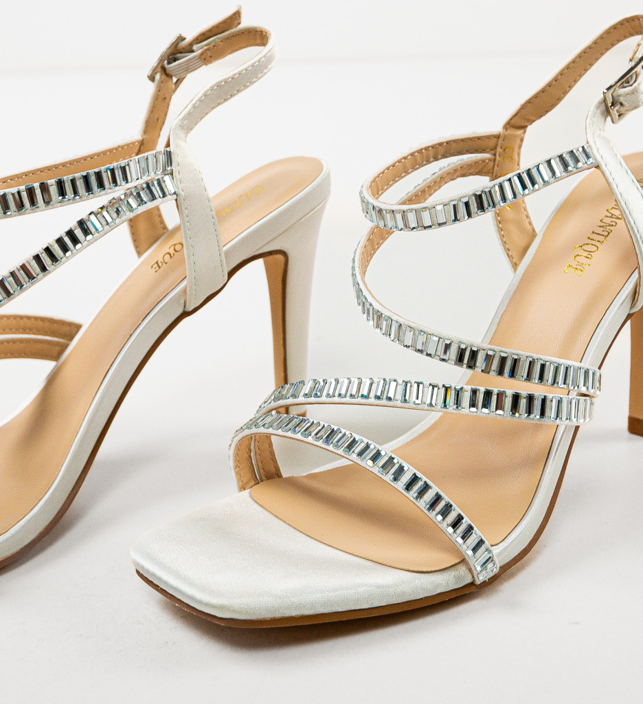 Sandale cu Toc Kerr Albe | Stil & Eleganță - imagine 10