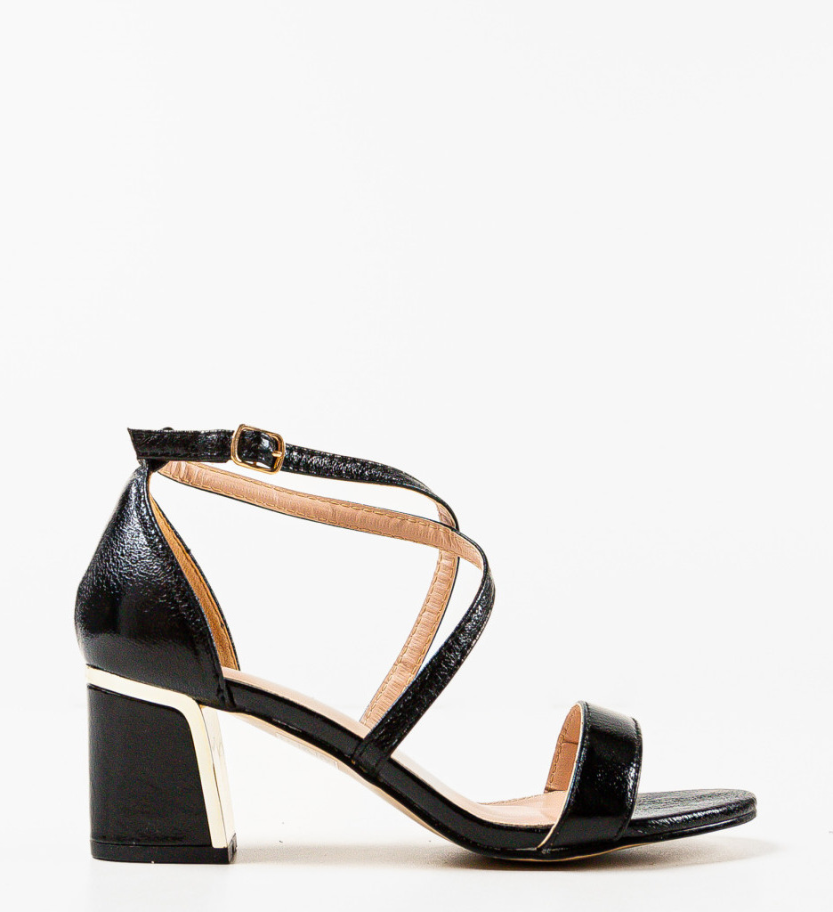 Sandale Dama Biniz Negre cu Toc Elegant - imagine 4