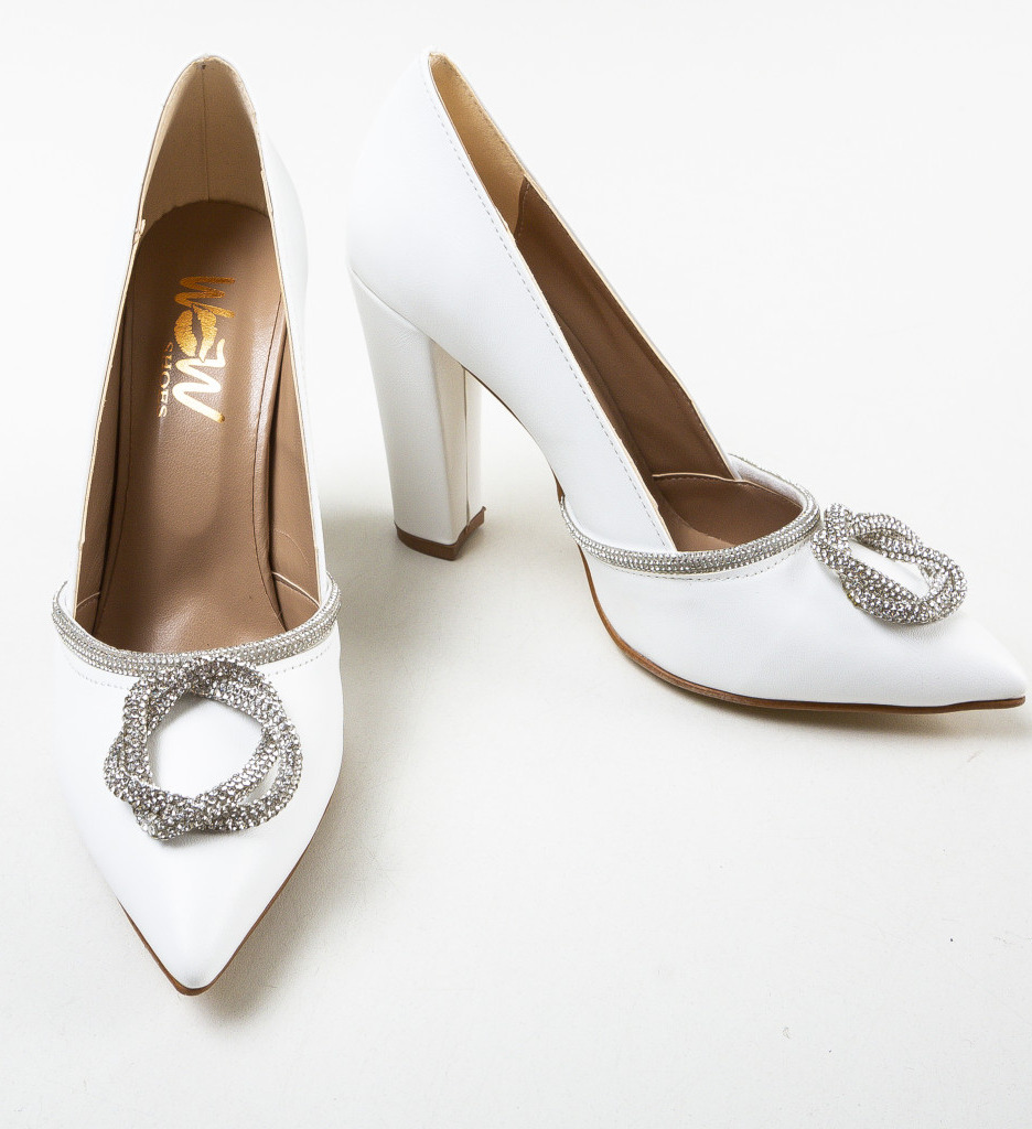 Pantofi cu Toc Albi Ronati | Eleganță Asigurată - imagine 5