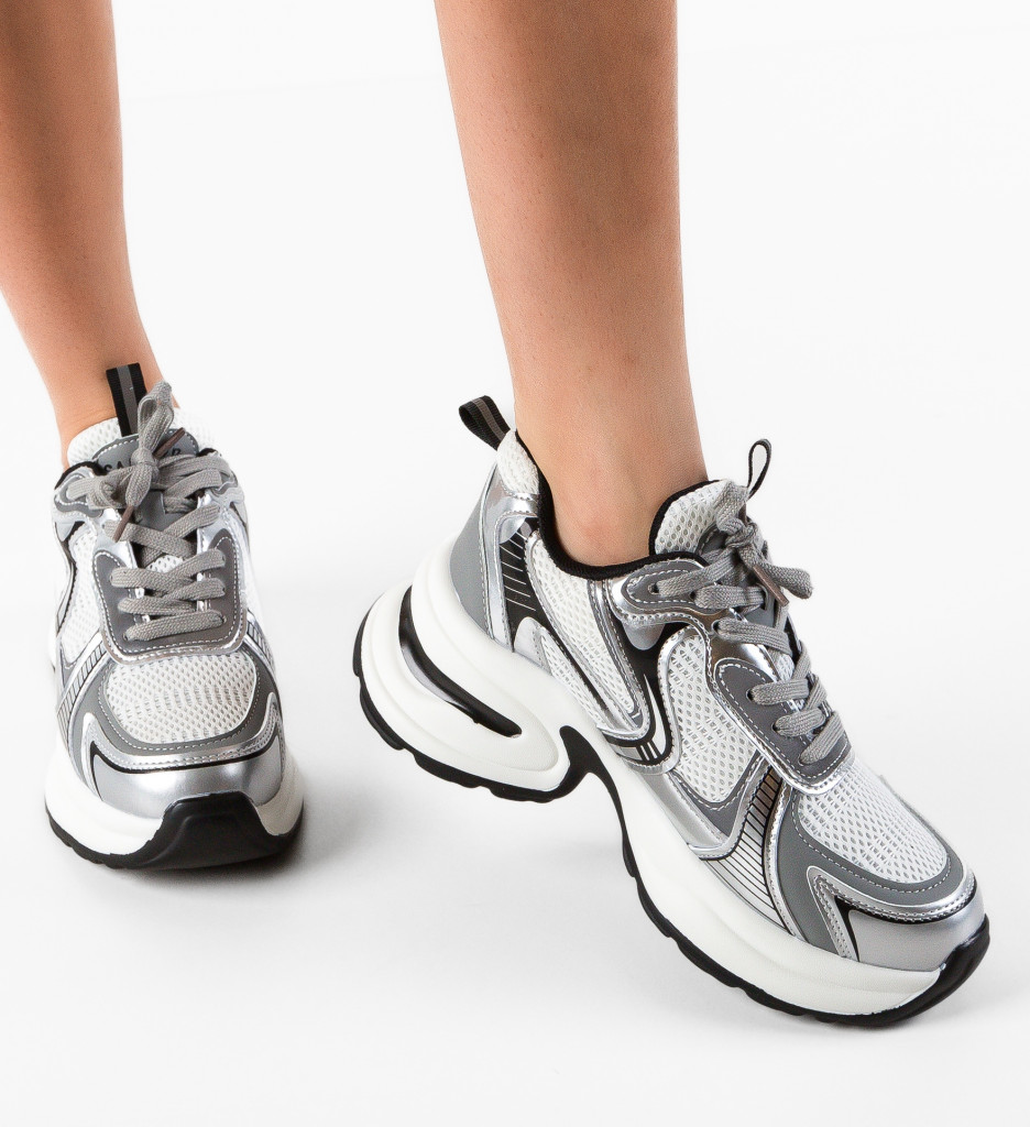 Sneakers Dama Sallyb Argintii - Stil și Confort - imagine 2